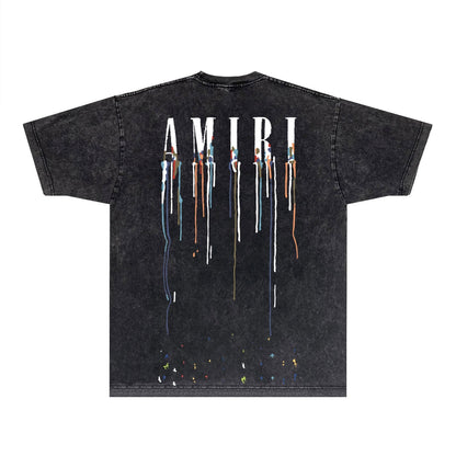 Amiri T-shirt Washed and Worn Retro Short Sleeve T-shirt