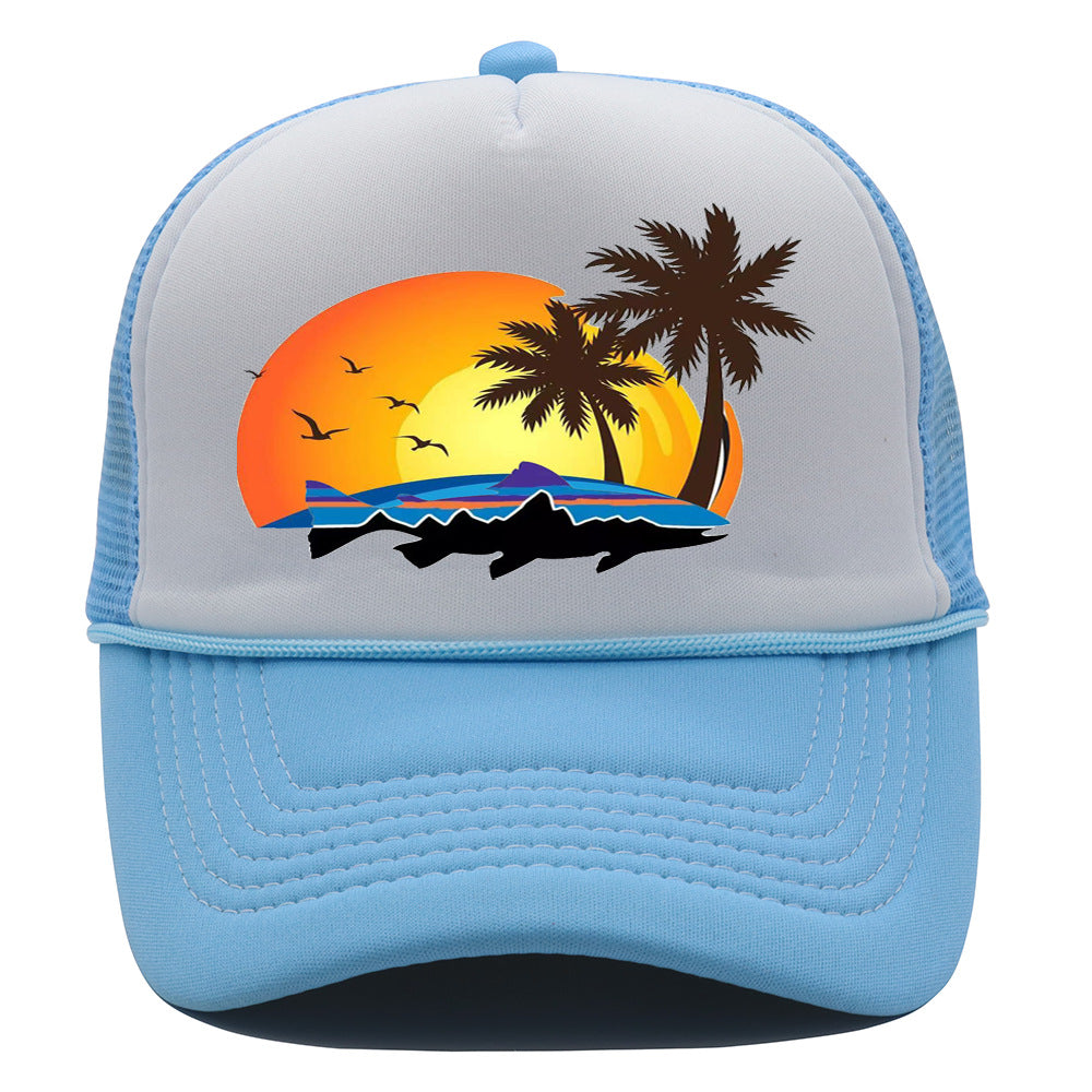 Bass Pro Shops Hat Summer Outdoor Surfing Baseball Cap Printed Fishing Net Cap