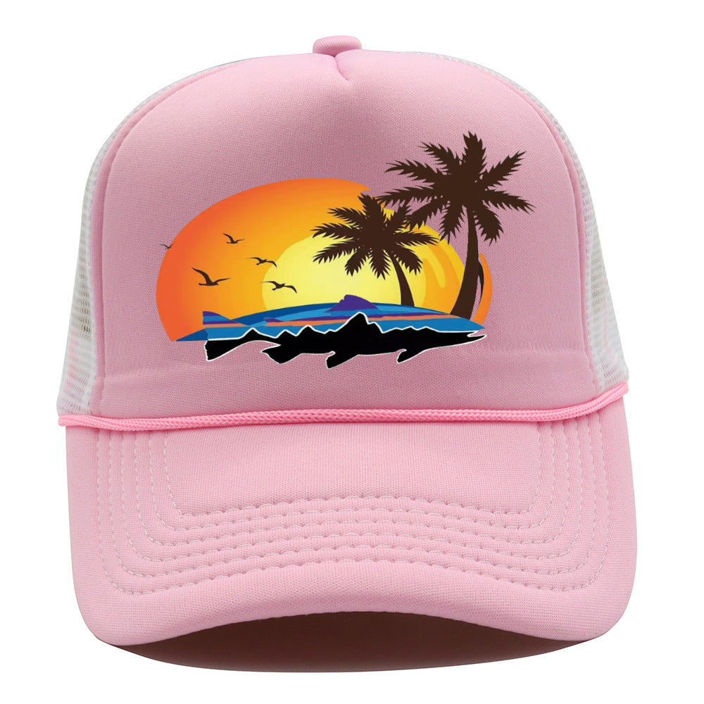Bass Pro Shops Hat Summer Outdoor Surfing Shade Baseball Cap Sunscreen Printed Fishing Net Cap