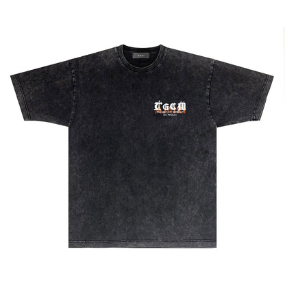 Amiri T-shirt Washed and Worn Retro Short Sleeve T-shirt