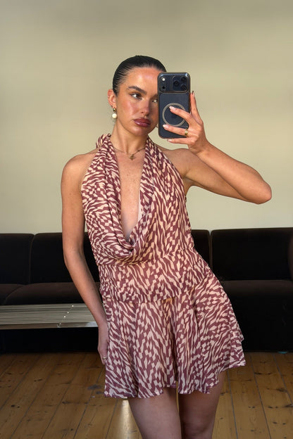 Aurelia Mini Dress Brown Print