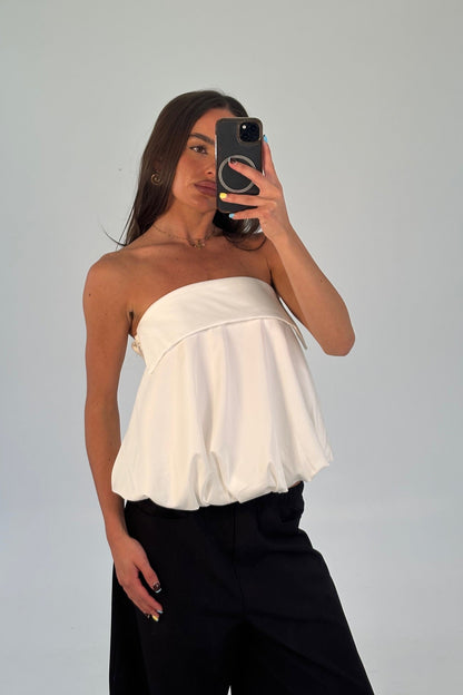 Gracie Strapless Top White