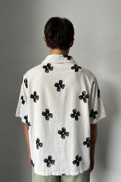Drop 1 Premium Floral Weave Shirt White