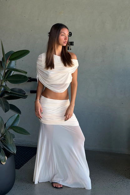 Charlize Drape Top Beige - FINAL SALE