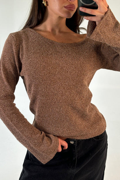 Hannah Long Sleeve Top Hazelnut - FINAL SALE