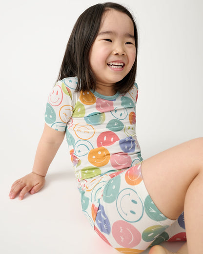 Positive Vibes Two-Piece Short Sleeve & Shorts Pajama Set