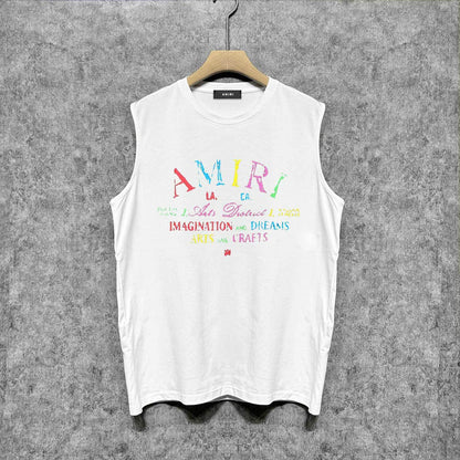 Amiri tank top watercolor cartoon letterprinting