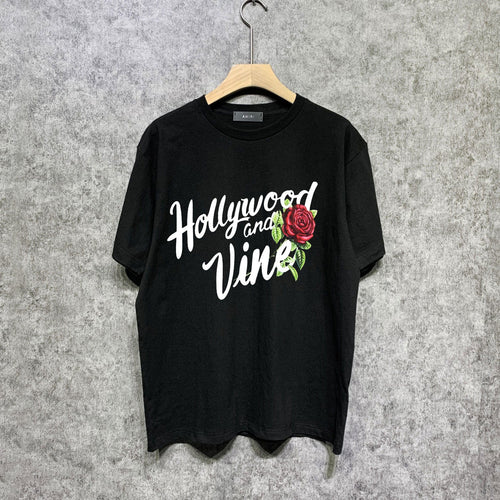 Amiri t shirts hollywood rose printing short sleeve
