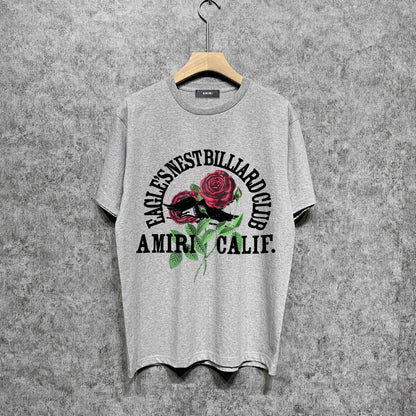 Amiri t shirts rose printing short sleeve