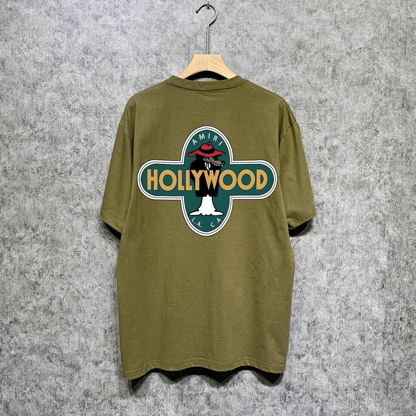 Amiri t shirts gray wolf cross printing short sleeve