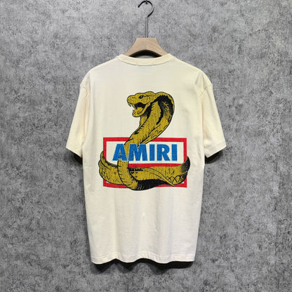 Amiri t shirts king cobra gold printing short sleeve