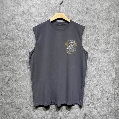 Amiri tank top hollywood gold dragon printing