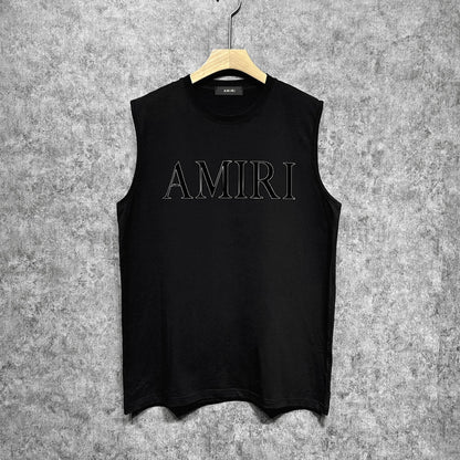 Amiri tank top white stripes simple letterprinting