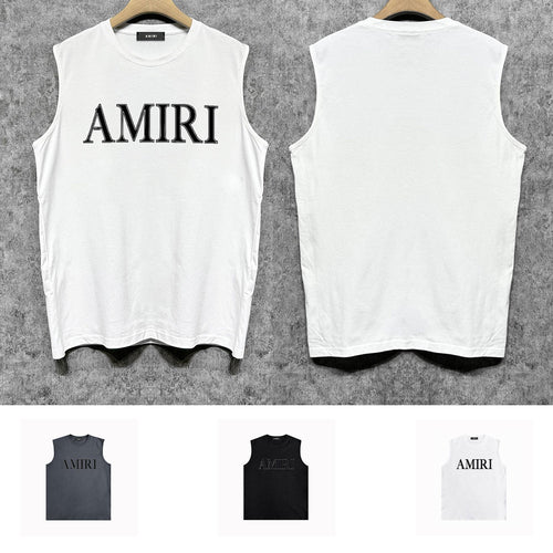 Amiri tank top white stripes simple letterprinting