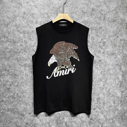Amiri tank top brown flying eagle print