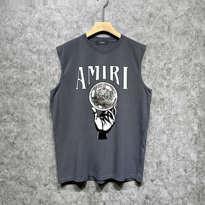Amiri tank top hand held planet printing