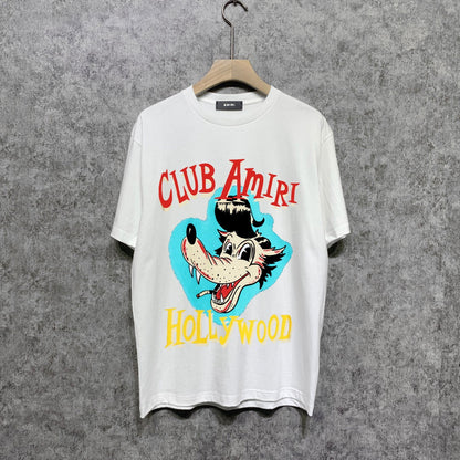 Amiri t shirts smoke gray wolf printing short sleeve