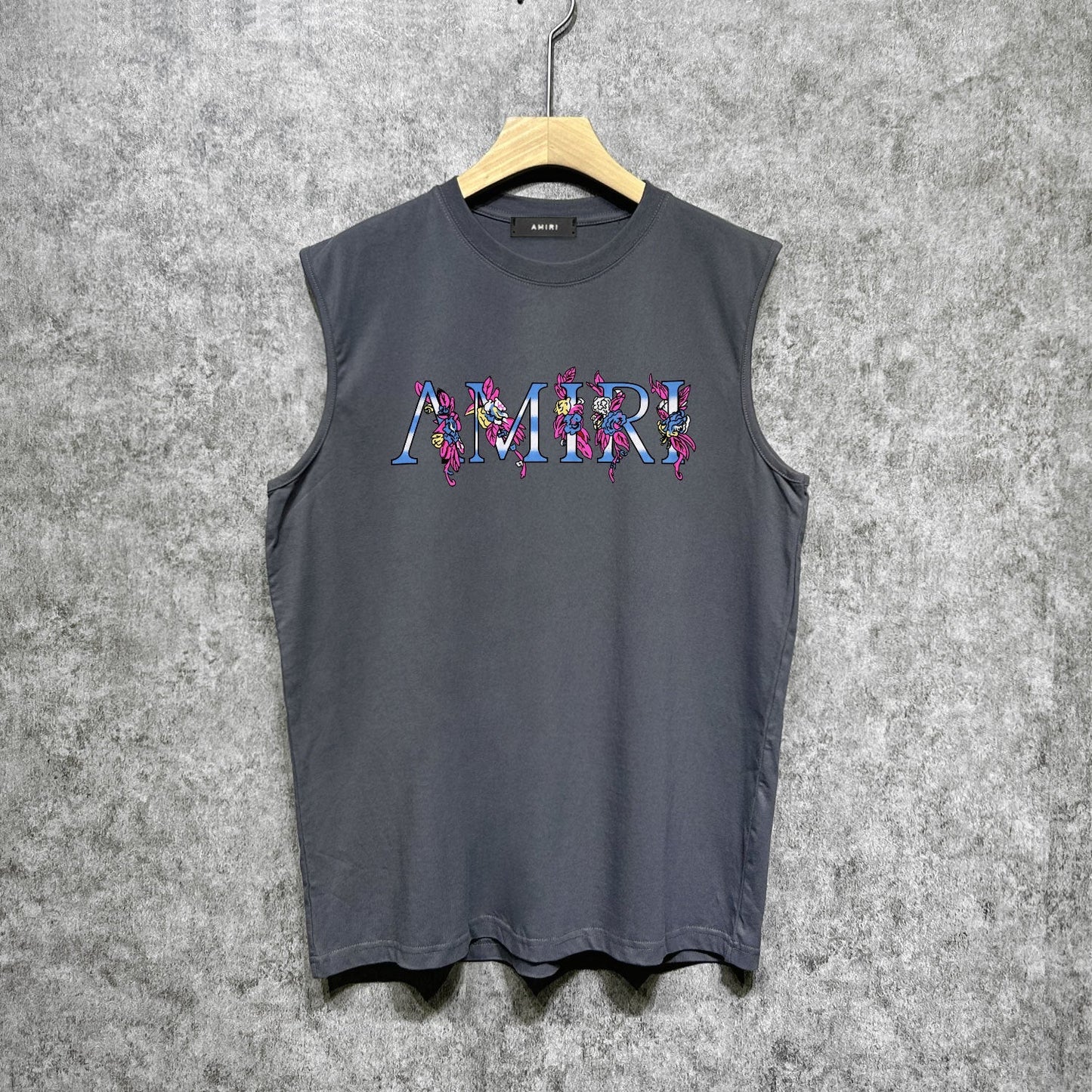 Amiri tank top pink flower letterprinting
