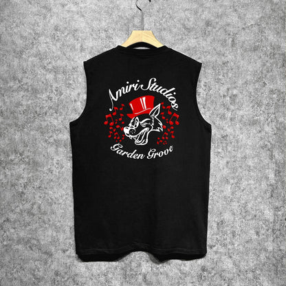 Amiri tank top hat big gray wolf printing