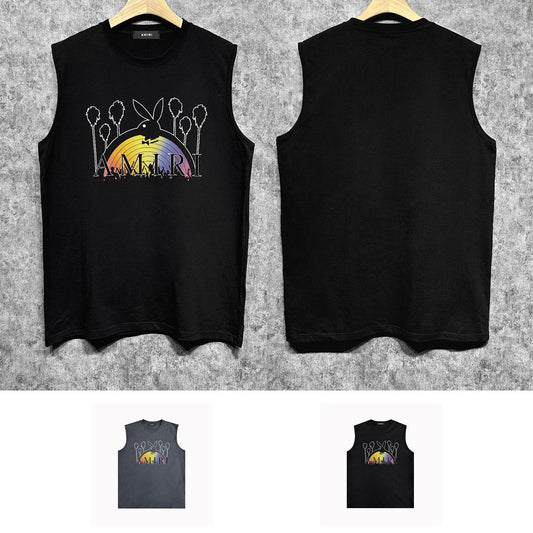 Amiri tank top rabbit rainbow printing