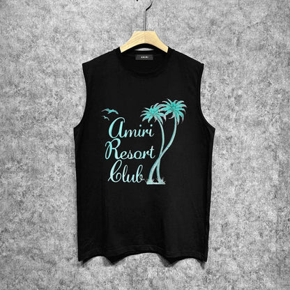 Amiri tank top coconut tree bird printing