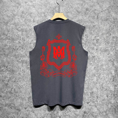 Amiri tank top flower shield printing